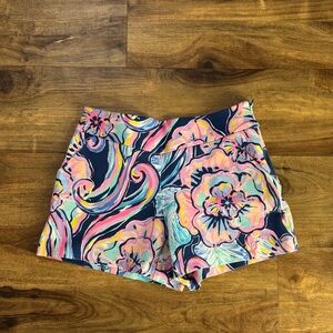 Lilly Pulitzer High Waist Floral Shorts - Pink and Blue